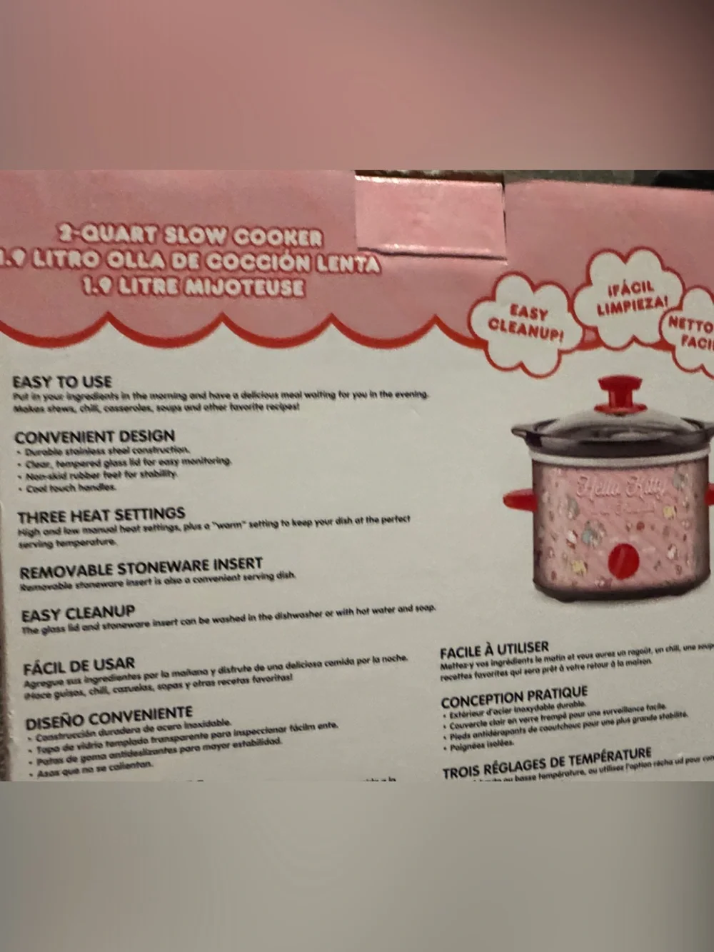 Hello Kitty Pink Slow Cooker with Red Accents